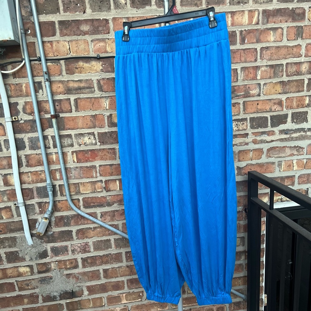 Free people blue flowy jogger pants size large